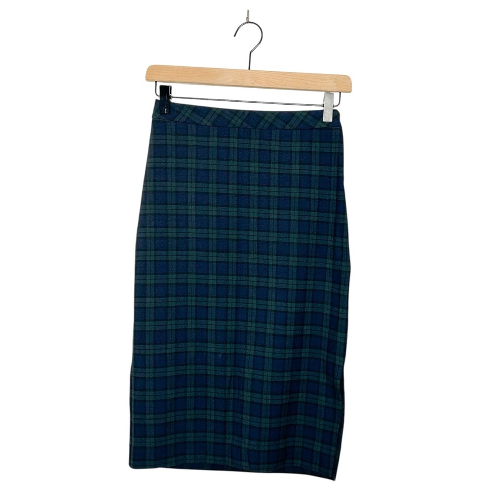 Banana Republic Classic Plaid Knit‎ Skirt Business Casual Pencil Skirt Green 0